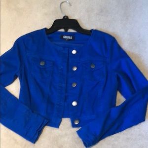 royal blue cropped jacket